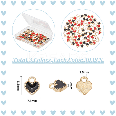 90Pcs 3 Colors  Alloy Enamel Charms ENAM-UN0001-06-1