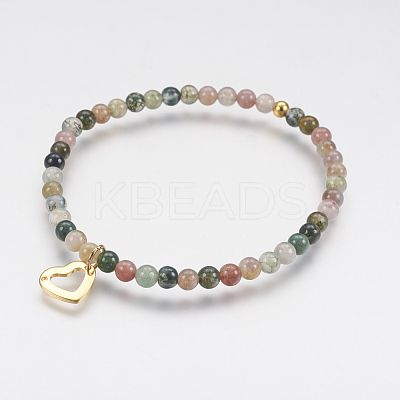 Natural Gemstone Beaded Stretch Bracelets BJEW-JB03543-1