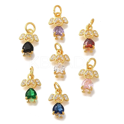 Rack Plating Brass Micro Pave Cubic Zirconia Charms KK-I716-24G-1