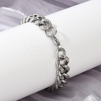 304 Stainless Steel Cuban Link Chain Bracelets for Women Men LS-BJEW-D304-01P-1