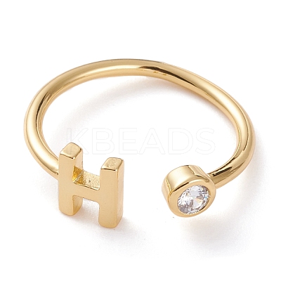 Brass Micro Pave Clear Cubic Zirconia Cuff Rings RJEW-Z005-H-G-1