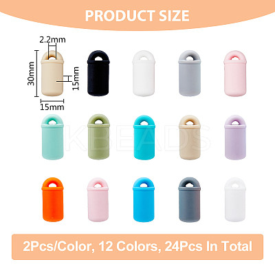 24Pcs 12 Colors Bottle Food Grade Eco-Friendly Silicone Beads SIL-FH0001-07-1