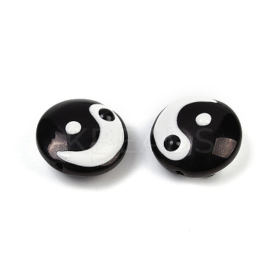 Yin-yang Theme Baking Paint Glass Beads LAMP-B028-01B-1