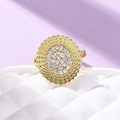 Brass Micro Pave Cubic Zirconia Cuff Rings RJEW-D323-04G-1