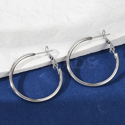 Tarnish Resistant 201 Stainless Steel Hoop Earrings EJEW-F188-24P-A-1