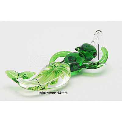Handmade Inner Flower Lampwork Big Pendants X-LAMP-A140-M-1