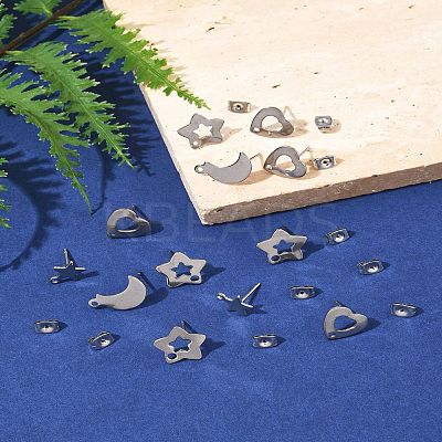 16Pcs 4 Styles 304 Stainless Steel Stud Earring Findings STAS-FS0001-85P-1