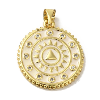 Brass Enamel Micro Pave Cubic Zirconia Pendants KK-Z042-24G-02-1