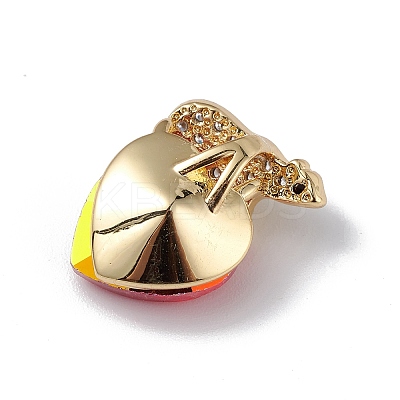 Real 18K Gold Plated Rack Plating Brass Micro Pave Clear Cubic Zirconia Pendants KK-C015-06G-17-1