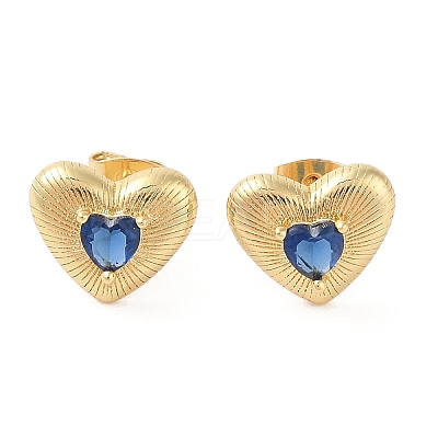 Rack Plating Brass with Cubic Zirconia Stud Earrings for Women EJEW-G394-05G-04-1