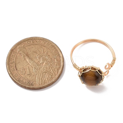 Natural Mixed Gemstone Half Round Open Cuff Rings RJEW-JR00574-1