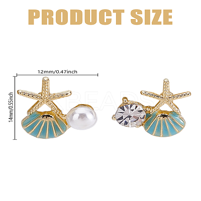 Rhinestone & Plastic Pearl Asymmetrical Earrings EJEW-LP0003-96A-1