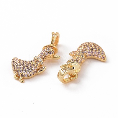 Brass Micro Pave Clear Cubic Zirconia Pendants ZIRC-F135-22G-1