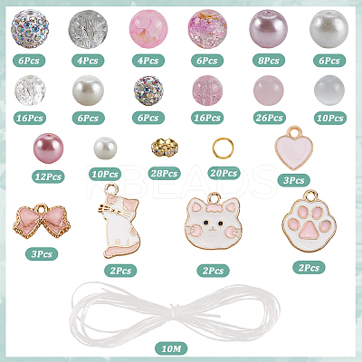 DIY Alloy Enamel Cat Charms & Glass Beads Bracelets Making Kits DIY-SC0030-79-1
