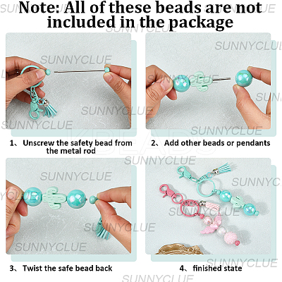 12Pcs 12 Colors Alloy Beadable Keychain Bar KEYC-SC0001-45-1
