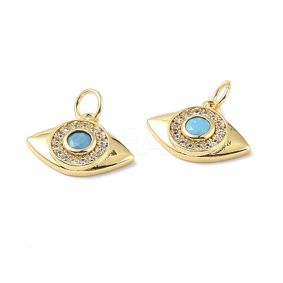 Brass Micro Pave Clear Cubic Zirconia Pendants KK-E068-VF352-1