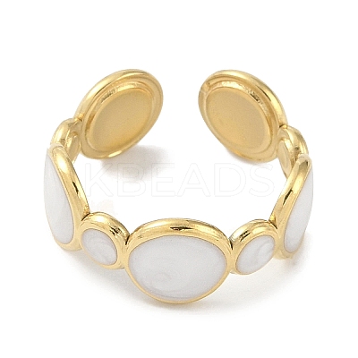 Ion Plating(IP) 304 Stainless Steel Enamel Cuff Finger Rings RJEW-L107-038G-01-1