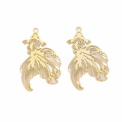 Rack Plating 201 Stainless Steel Filigree Pendants LS-STAS-T057-35G-1