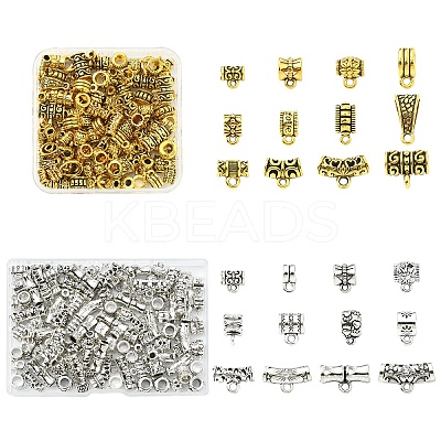 120Pcs 12 Styles Tibetan Style Alloy Tube Bails FIND-YW0007-32-1