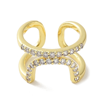 Rack Plating Brass Micro Pave Cubic Zirconia Cuff Rings RJEW-D025-10G-1