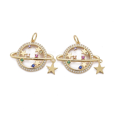 Brass Micro Pave Colorful Cubic Zirconia Pendants ZIRC-Z011-04G-1