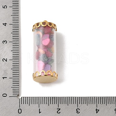 Glass Tube with Natural & Synthetic Mixed Gemstone Chip Beads Inside Pendants FIND-B054-01G-04-1