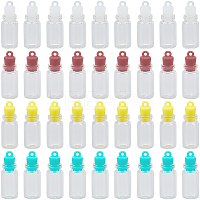 48Pcs 4 Colors Clear Glass Wishing Bottle Pendants GLAA-SC0002-56-1