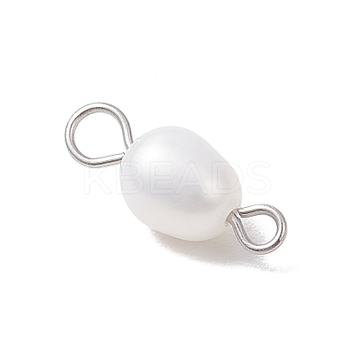 Natural Cultured Freshwater Pearl Rice Connector Charms PALLOY-JF04186-01-1