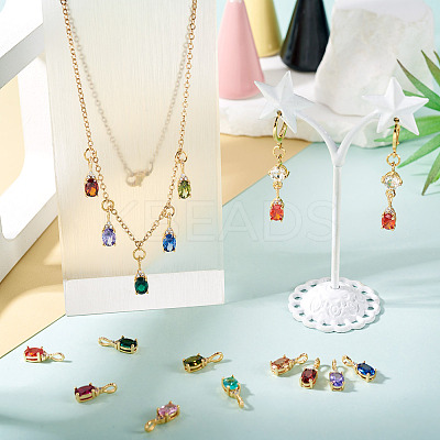 11Pcs 11 Colors Brass Micro Pave Cubic Zirconia Pendants KK-TA0001-97-1
