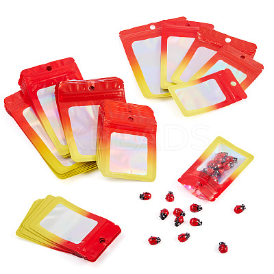 50Pcs 5 Styles Rectangle Glitter Holographic PVC Resealable Packaging Bags ABAG-TA0001-91-1