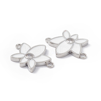 Rack Plating Brass Pave Clear Cubic Zirconia Connector Charms KK-B065-26P-03-1