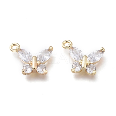Brass Micro Clear Cubic Zirconia Pendants ZIRC-H101-04G-1
