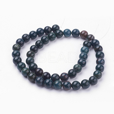 Natural Bloodstone Beads Strands G-N0120-25-8mm-1