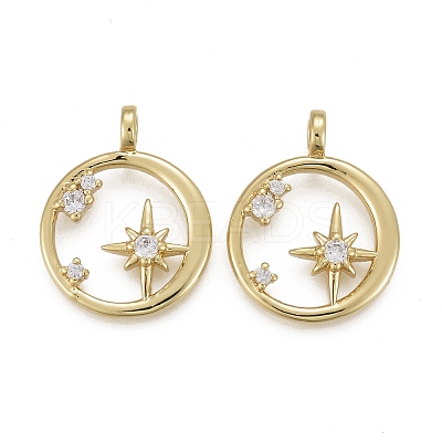 Brass Micro Pave Clear Cubic Zirconia Pendants KK-F821-18-1