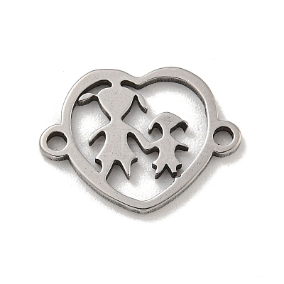 Mother's Day 201 Stainless Steel Hollow Connector Charms STAS-S146-02P-1