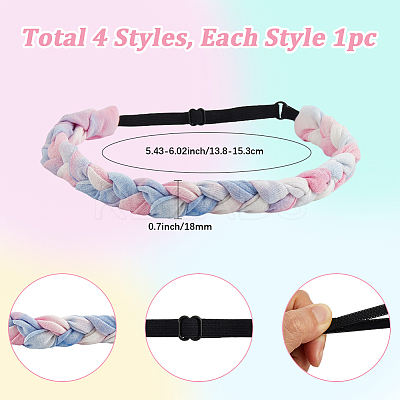 4Pcs 4 Colors Polyester with Spandex Cloth Headbands AJEW-SP0003-14-1