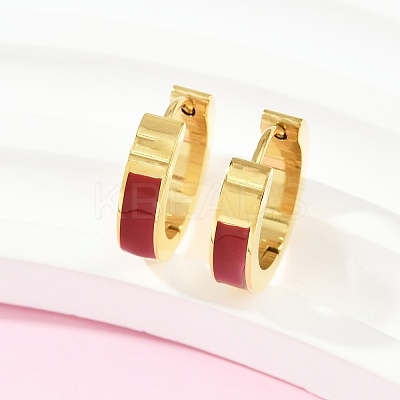 304 Stainless Steel Enamel Hoop Earrings EJEW-K268-19G-03-1