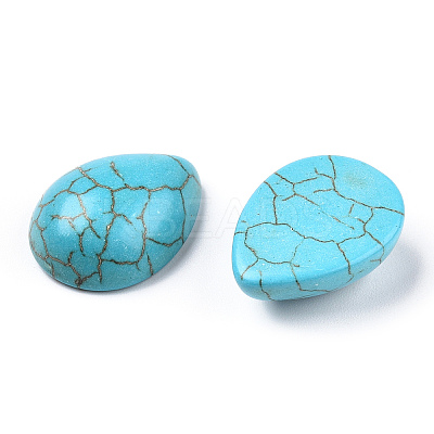 Craft Findings Dyed Synthetic Turquoise Gemstone Flat Back Teardrop Cabochons X-TURQ-S270-30x40mm-01-1