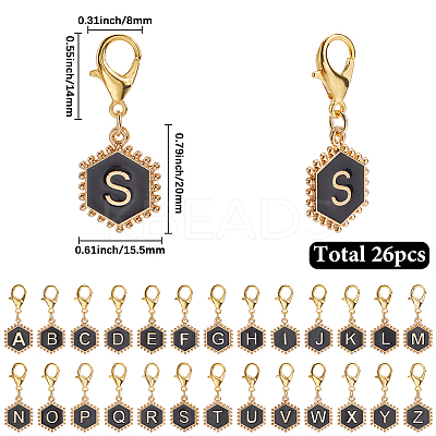 26Pcs Alloy Enamel Pendant Locking Stitch Markers HJEW-SC00139-1