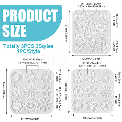 3Pcs 3 Styles DIY Pendant Silicone Molds SIMO-TA0001-14-1