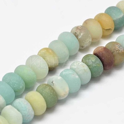 Frosted Rondelle Natural Flower Amazonite Beads Strands G-K094-10x6mm-B-1