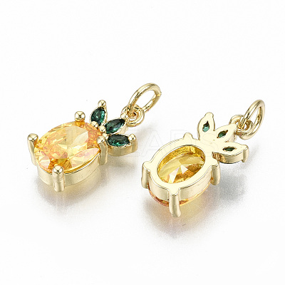 Brass Micro Pave Gold Cubic Zirconia Charms ZIRC-S067-155-NF-1