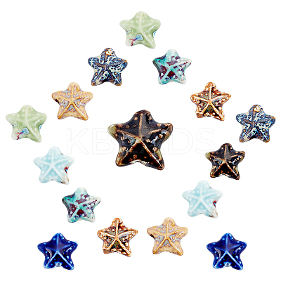16 Pcs 8 Colors Handmade Porcelain Beads PORC-SC0001-03-1