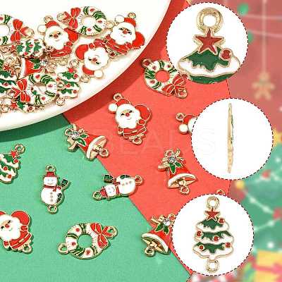 30Pcs 5 Styles Christmas Alloy Enamel Links FIND-FS0004-93-1