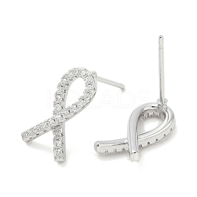 Rack Plating Brass Micro Pave Clear Cubic Zirconia Stud Earrings for Women EJEW-M260-15P-1