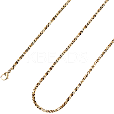 4Pcs 304 Stainless Steel Box Chain Necklaces NJEW-SC0001-34G-02-1
