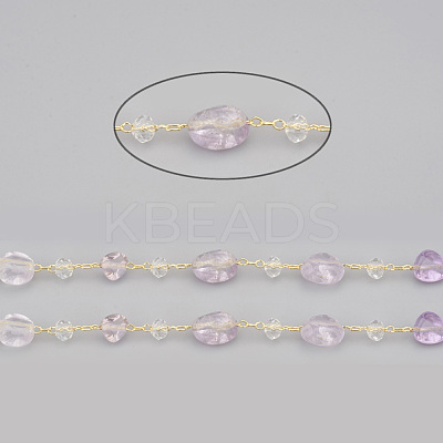 3.28 Feet Handmade Natural Amethyst Beaded Chains X-CHC-I031-11B-1