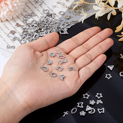 120Pcs 12 Styles 304 Stainless Steel Cabochons STAS-TA0002-71-1