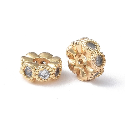 Brass Micro Pave Cubic Zirconia Spacer Beads KK-I702-46B-1
