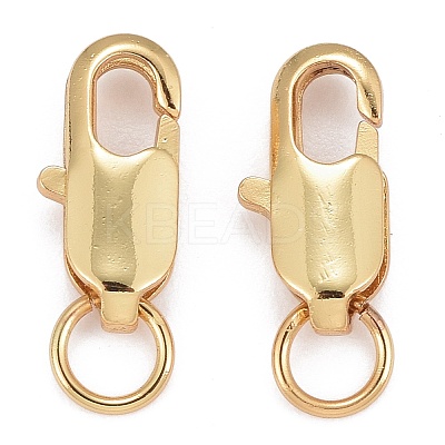 Rack Plating Brass Lobster Claw Clasps with Jump Rings KK-WH0063-02G-02-NR-1